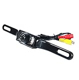 2017 Updated,Dinly Waterproof High Definition Color Wide Viewing Angle License Plate Car Rear View Camera with 7 Infrared Night Vision LED