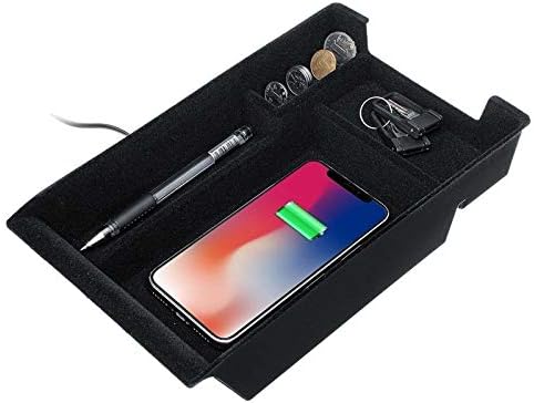 Car Phone Wireless Charging Central Armrest Storage Box Wireless Charging For Bmw X5 X6 F15 F16 2014 2015 2016 2017 2018 Lhd Car Storage Box (Color Name : Black)