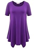 BELAROI Womens Basic Solid Loose Fit Short Sleeve Tunic T Shirt (2X, Deep Purple)