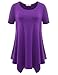 BELAROI Womens Basic Solid Loose Fit Short Sleeve Tunic T Shirt (2X, Deep Purple)