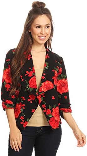 Women's Solid & Printed Open Blazer Cardigan Jacket/Made in USA