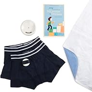 Rodger Wireless Bedwetting Alarm Kit - Bed Wetting System for Kids - Two Moisture Sensing Briefs, Waterproof Bed Pad, Guide Book, Mobile App - Child, Navy, X-Large