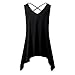 Solatin Women's Cross Front V Neck Tank Tops Summer Sleeveless Tunic Black XL