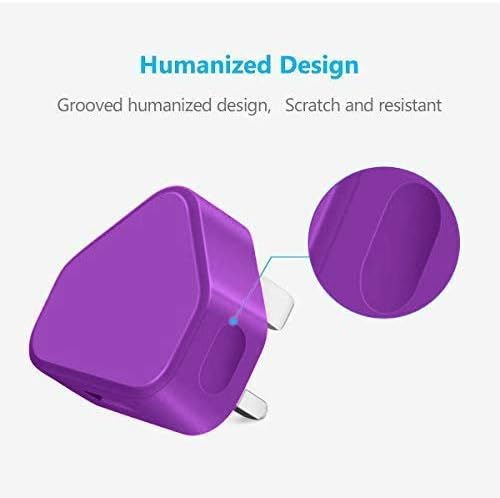 Themax® 1000mAh USB UK Plug Charger Compatible with iPhone iPad Samsung HTC LG Sony Huawei Motorolla BlackBerry Lenova Microsoft Xiaomi Google OnePlus Tablets Kindle (Purple) - Image 4