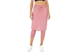 Aurgelmir Women's Tennis Golf Skirts Workout Skirted Leggings Yoga Capri Pants with Skirts Skorts Pockets