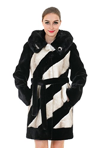 Adelaqueen women s black and white classic mink hooded …