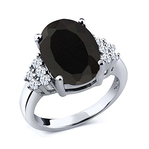 4.40 Ct Oval Black Onyx and White Created Sapphire 925 Sterling Silver Women s Ring Sizes 5 to 9 4.40 Ct Oval Black Onyx and White Created Sapphire 925 Sterling Silver Women s Ring Sizes 5 to 9