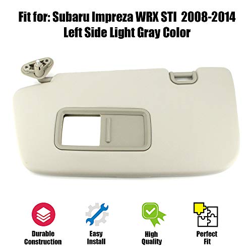 ustar Sun Visor Left Driver Side Fit for Subaru Impreza WRX STI 2008 2009 2010 2011 2012 2013 2014 Replacement 92011FG032ME Without Sunroof (Left Driver Side Without Sunroof, Light Gray)