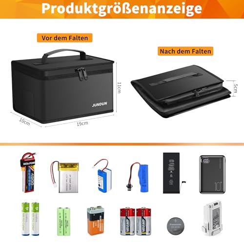 Pack of 2 Fireproof Battery Storage Box, 5200°F Explosion-proof Lipo Safe Bag with Waterproof Double Zip, Fireproof Box for Batteries for Charging and Storing