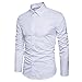 Manwan walk Men's Slim Fit Business Casual Cotton Long Sleeves Solid Button Down Dress Shirts (Small, White)