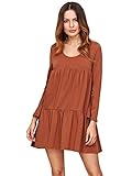 ROMWE Women's Bohemian Long Sleeve Loose Casual Dress Tunic Top