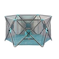 HOMESROP Indoor Outdoor Play Pen with Mat，Collapsible & Portable Play Yard for and with Carrying Case Mesh Indoor Outdoor Activity Center (Color : Blue)