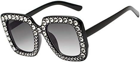 Sunglasses For Women RAYSUN Brand Designer Sparkling Crystal Sunglasses Oversized Square Thick Frame
