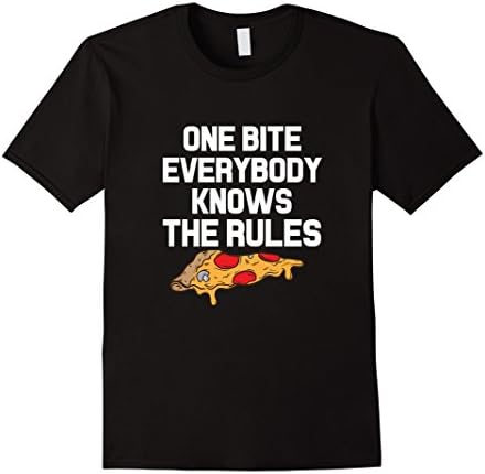 Men's One Bite Everybody knows the Rules Pizza Lover Foodie Tshirt 3XL Black