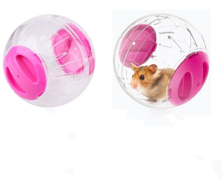 Oumefar 12cm Hamster Ball Small Animal Hamster Running Ball Hamster Exercise Ball Plastic Hamster Wheel Toy Roll-Around Mini Ball for Relieves Boredom and Increases Activity(Pink)
