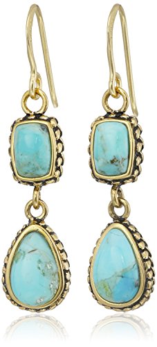 Barse Bronze and Turquoise Multi-Shape Drop Earrings