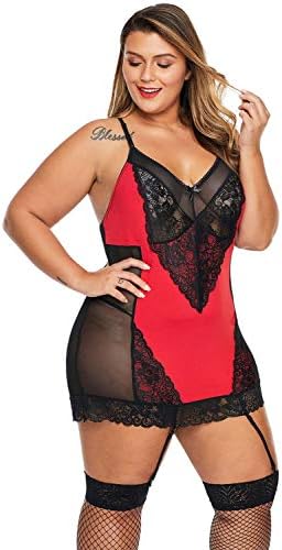 Sexy Plus Size Luxury Satin Lingerie Silk Babydoll Dress Set 1-5X