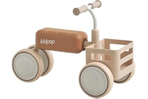 kidpop Toast Baby Walker Convertible Push Rider with Detachable Seat Anti-Tip Tri-Frame & Food-Grade Basket Balance Bike for 10-36 Months
