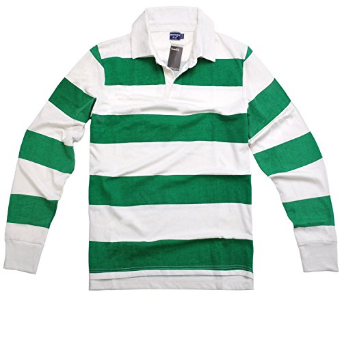 Godsen Men's Classic Long Sleeve Rugby Shirt Sport Polo (S, Stripes(Pack of 2)) - Thumbnail 5
