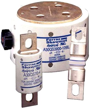 Mersen A30QS500-4 Amp-Trap Semiconductor Protection Fuse, 300VAC/DC, 200kA AC/100kA DC, 500 Ampere, 1.22" Diameter x 3.13" Length