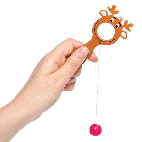 Baker Ross Mini Reindeer Bat & Ball Games Value Pack - Christmas Novelty Toys for Kids, Perfect Party, Loot , Prize Bag or Stocking Filler (Pack of 5)