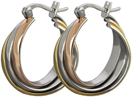 CSG Titanium Steel Rose Gold Earrings Tricolor Women Ring