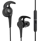 Wotmic Wired Headphones In-ear Headphone Sports Earphone Wired Control Cable Clip Stereo Sound Noise Cancelling Earbuds Black
