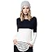 Womens Casual Color Block Tunic Tops Back Lace Long Sleeve T-Shirt Blouses Black XXL