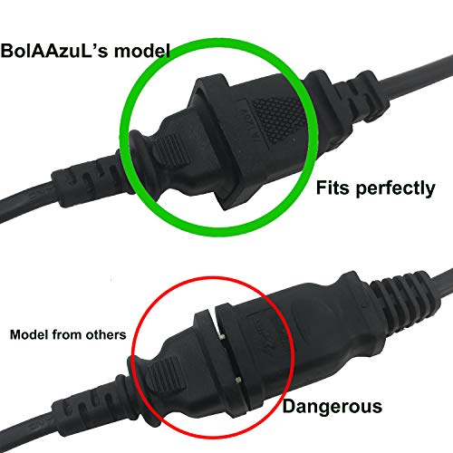 1FT Short Extension Power Cord 2 Prong, BolAAzuL 12" Short Exterior 2/Two Prong Extension Cord