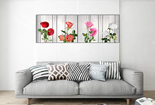 Canvas Rose Wall Art for Living Room Flower Decor Painting Multicolor Floral Pictures Print Artwork (12x16inch x 4pcs)