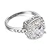 Yoursfs Crystal Cocktail Ring Ladies 18ct White Gold Plated Engagement Rings for Women (Clear, 8)