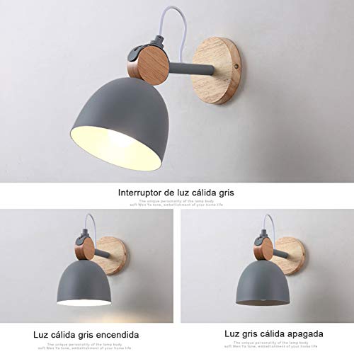 Sunsign moderna Creatividad lampara de pared arbotantes de interior Ángulo de iluminación ajustable led lights Candelabro enchufable de un solo cabezal E27, cubre foco, gris