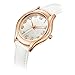 ATsense Women's Wrist Watch, Arabic Numeral Rose Gold Simple Business Casual Fashion Classic Analog (Quartz) Watches with Genuine Leather Band C74614 (White)