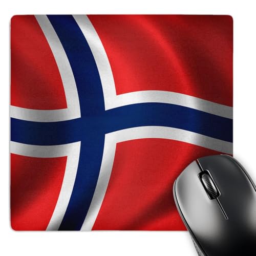 3dRose LLC 8 x 8 x 0.25 Inches Mouse Pad, Flag of Bnorway Waving in the Wind Co…