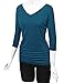 Made By Johnny MBJ WT1036 Womens V Neck 3/4 Sleeve Dolman Top with Side Shirring XXL Teal
