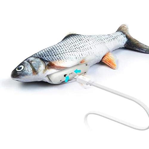 Cat Kicker Fish Toy - Flopping Fish Cat Toy - Cat Wagging Fish Realistic Plush Simulation Electric Doll Fish Plush Toy Interactive Pets Pillow Chew Bite Supplies for Cat/Kitty/Kitten Fish Flop (1pcs)