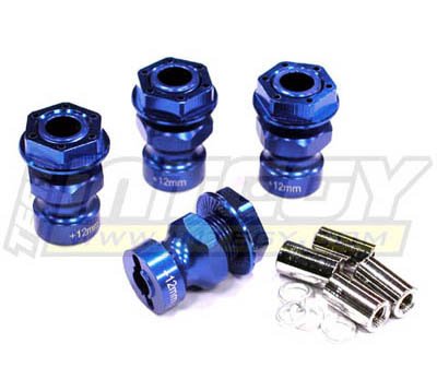 Integy RC Model Hop-ups C23102BLUE 17mm Hex Wheel (4) Hub +12mm Offset for Traxxas 1/10 T-Maxx, Summit & Revo