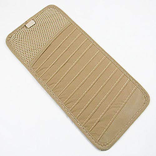 2Pcs Beige Car Sun Visor Organizer CD Holder Case Pocket Storage Pouch 12 Disc Auto CD Storage Case Sleeve Wallet Clips Stowing Tidying - Thumbnail 4