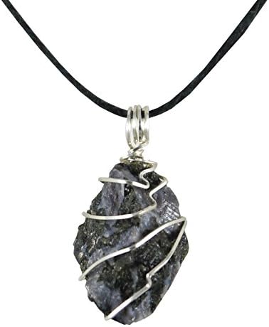 Mystic Merlinite Pendant, Wire Wrapped, 1 3/8", Necklace, Satin Cord, 19 3/4" Plus 2 1/4" Extension