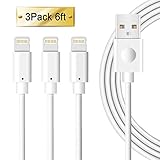 Teletrogy 3pcs 2m/6ft iPhone Charger Cable Durable iPhone USB Cord Charger & Sync Data Cable for iPhone 7 Plus 6s Plus 6 Plus 5s 5c SE iPad Pro Air 2 mini 2 3 4 - White