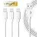 Teletrogy 3pcs 2m/6ft iPhone Charger Cable Durable iPhone USB Cord Charger & Sync Data Cable for iPhone 7 Plus 6s Plus 6 Plus 5s 5c SE iPad Pro Air 2 mini 2 3 4 - White