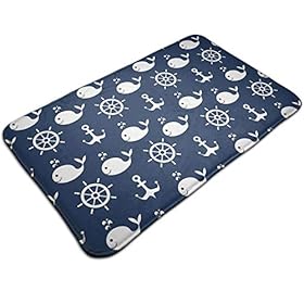 Bathroom Rug Nautical Whale Fish Wheel Anchor Bath Mat Carpet Absorbent Non Slip for Kitchen Shower Tub 19.5 x 31.5 inch 418Pt5UrQVL