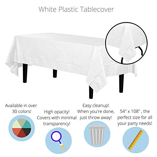 Exquisite 12Pack Premium Plastic Tablecloth 54 Inch. x 108 Inch