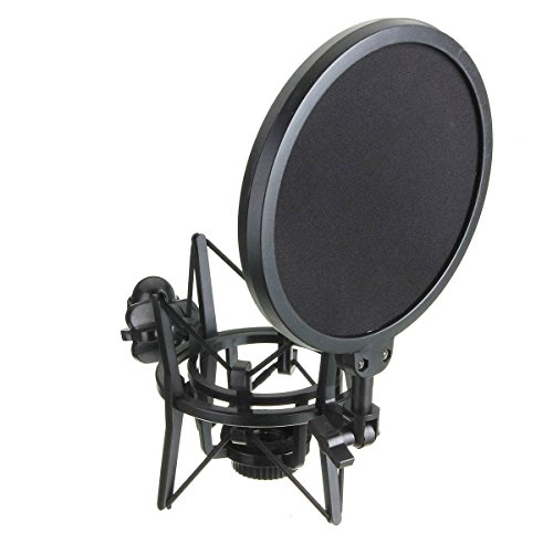 Elegiant microphone mic professional shock mount with pop shield …