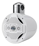 Bluetooth Marine Wakeboard Tower Speaker - 8 Inch 1200 Watt Four Way Audio Water Resistant Boat Sound System in a Heavy Duty ABS Enclosure - Lanzar AQAWBS8WT (White)