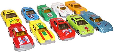 Diecast Metal Race Cars Set of 10 Toys, Action Speed Street Race Vehicles with Traffic Signs, Turbo Racer Die Cast, Free Wheeling Convertibles Great Gift Assorted for Kids Boys or Girls