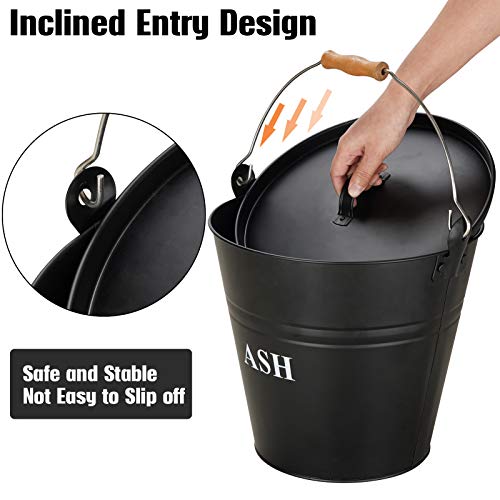 INNO STAGE Ash Bucket with Lid and Handle, Galvanized Iron Ash Pail for
