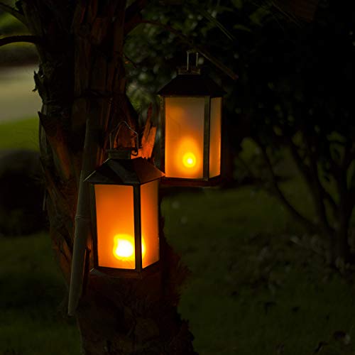 13" Vintage Style Solar Powered Flame Effect (Metallic Coating Black