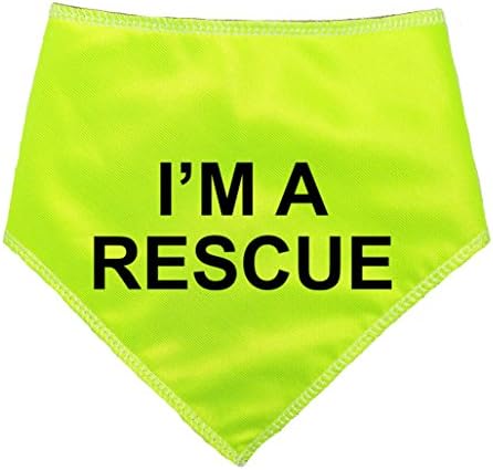 Spoilt Rotten Pets (S1) 'I'm A Rescue' Hi Viz Reflective - Alert Message Warning Dog Bandana (SIZE 1 Tiny/Miniature Dog - Fits 7"- 10" Neck, I'm A Rescue)