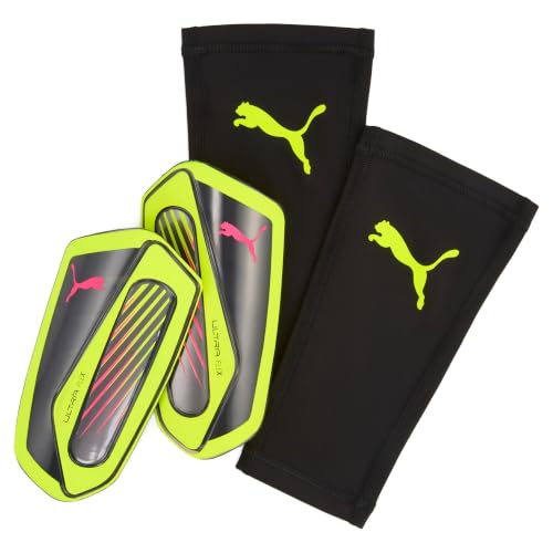 PUMA Unisex ULTRA Flex Sleeve Schienbeinschoner, Yellow Alert-Puma Aged Silver, S